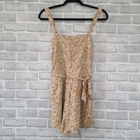 Abercrombie and Fitch Smocked Romper Shorts Large NEW Floral Cottage Coquette - Picture 1 of 9